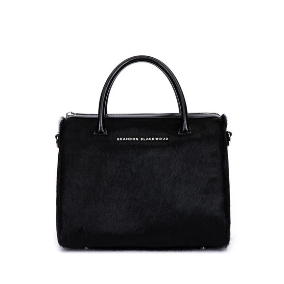 Brandon Blackwood Handbags - Brandon Blackwood Black Ponyhair Medium Cara Duffle Bag